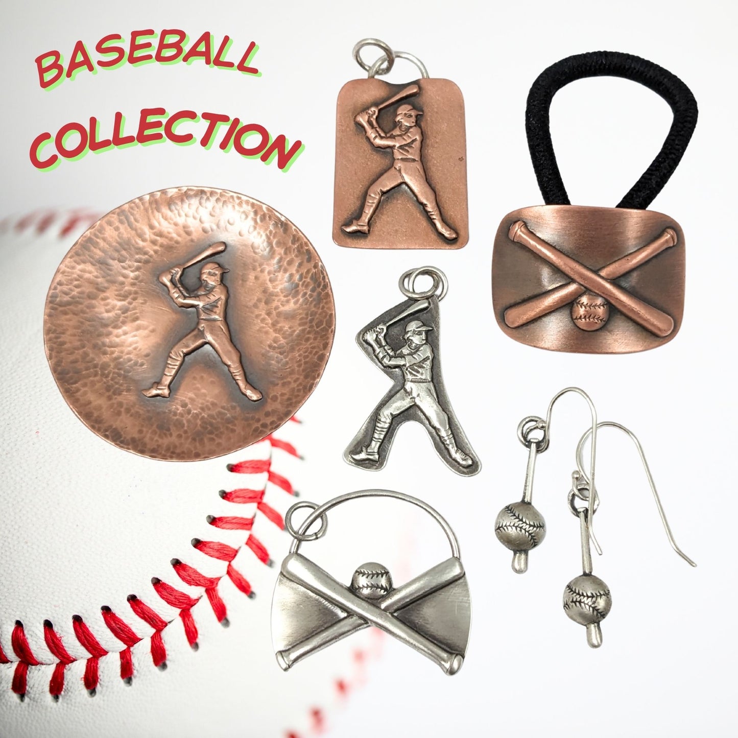 Baseball Player Copper Pendant