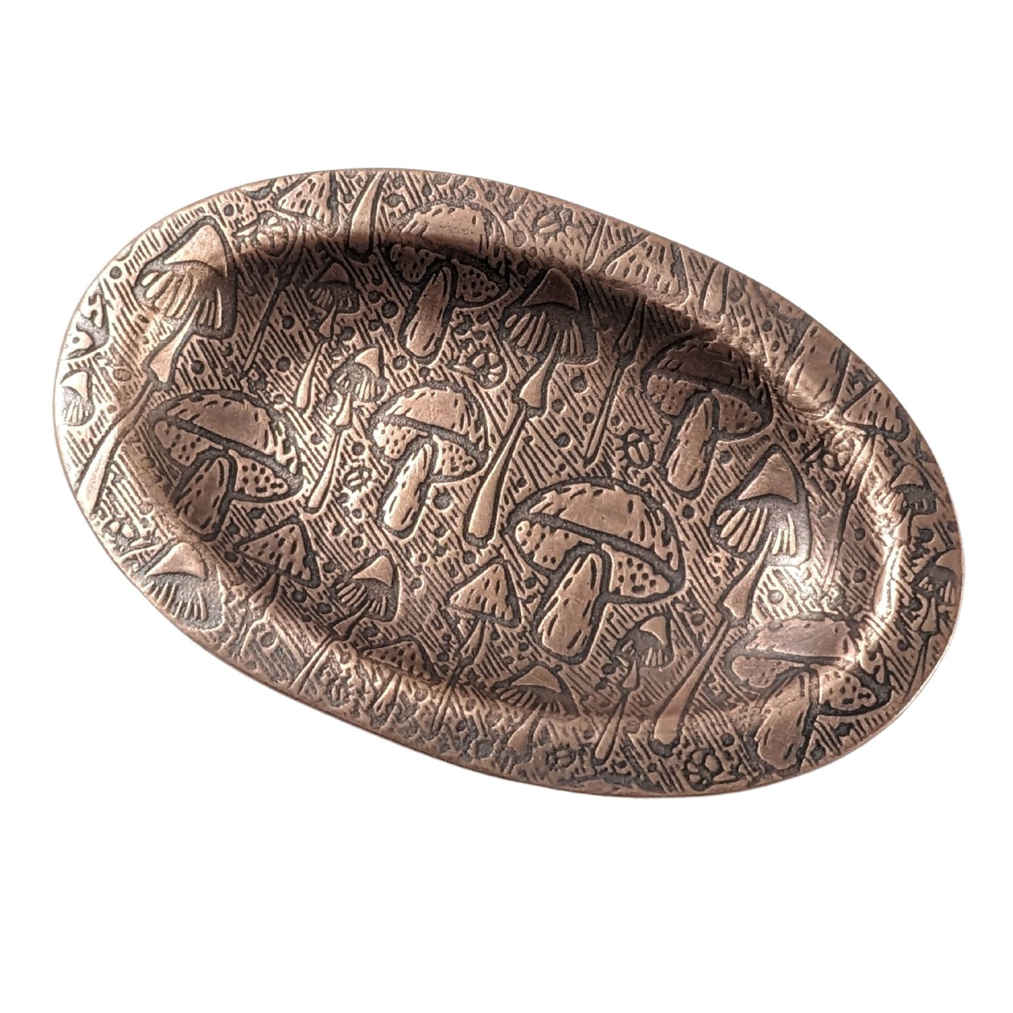 Mushrooms Copper Oval Ring Dish