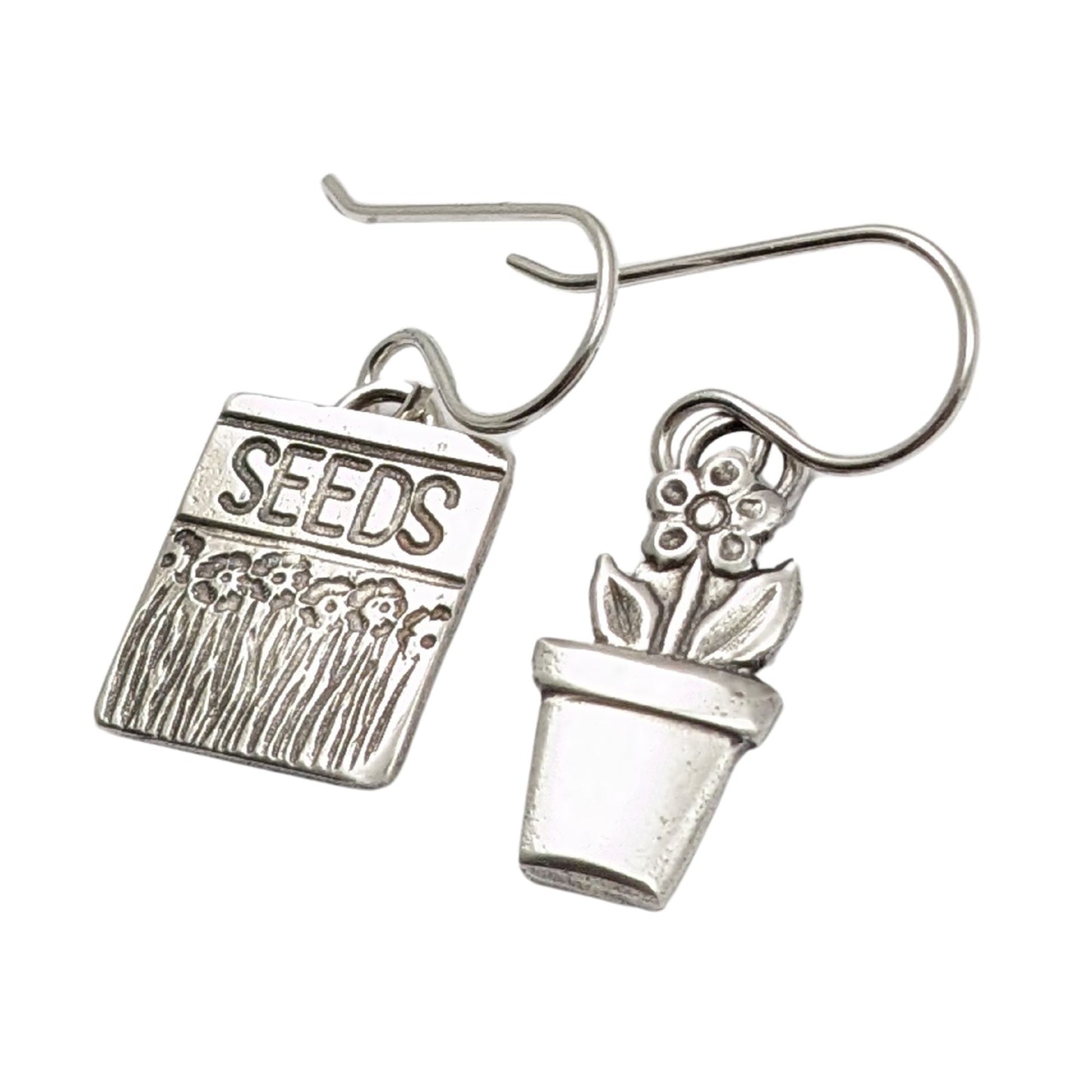 Flower Seed Sterling Silver Earrings