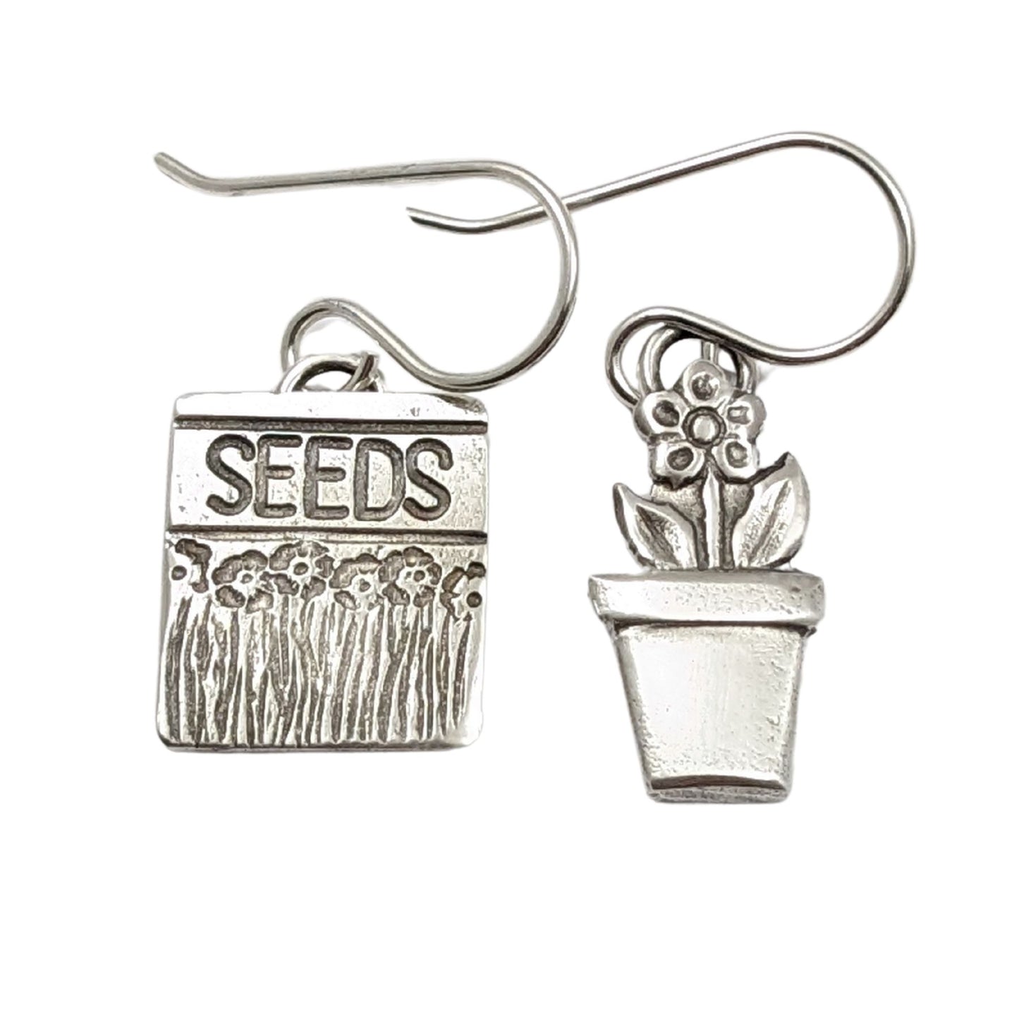 Flower Seed Sterling Silver Earrings