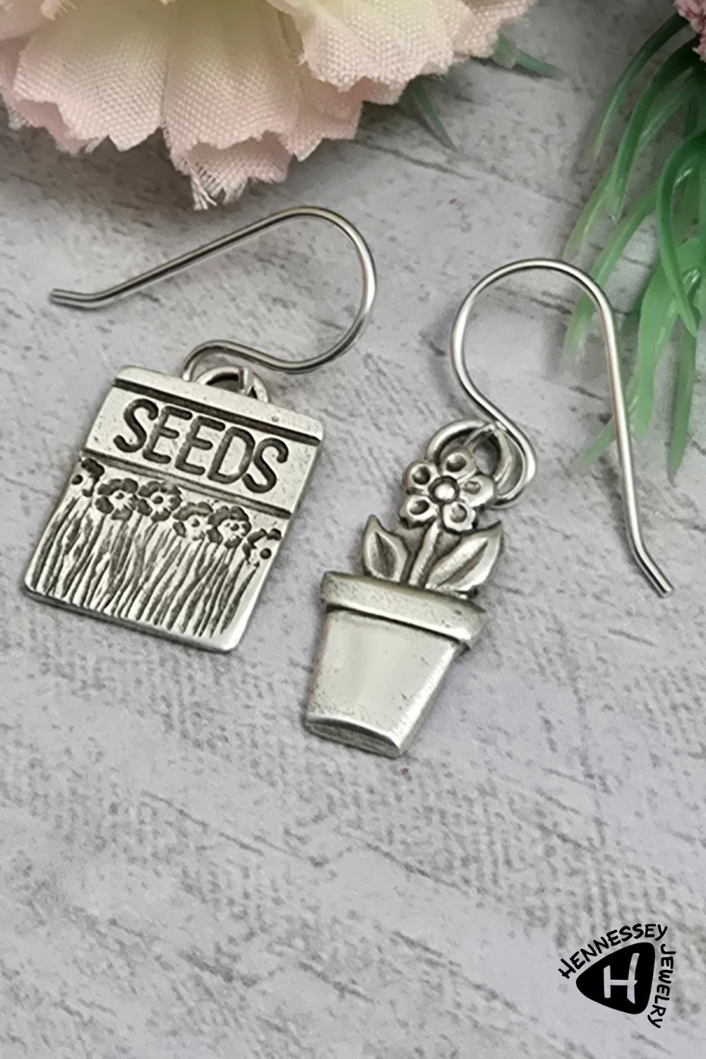 Flower Seed Sterling Silver Earrings