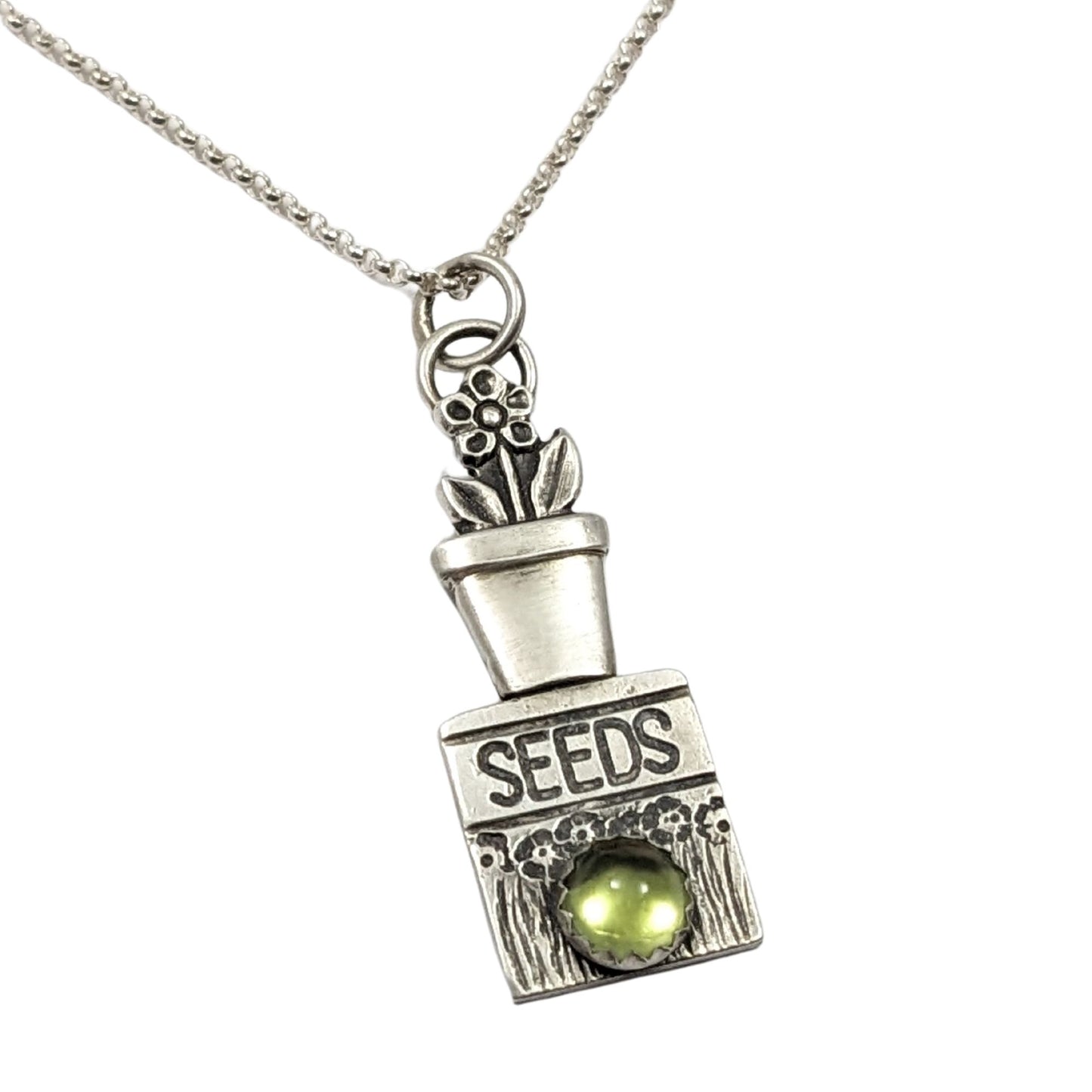 Flower Seed Sterling Silver Pendant