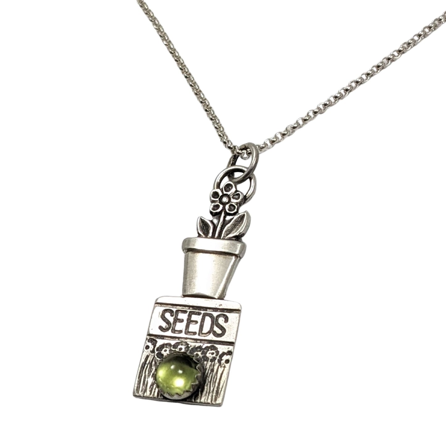 Flower Seed Sterling Silver Pendant