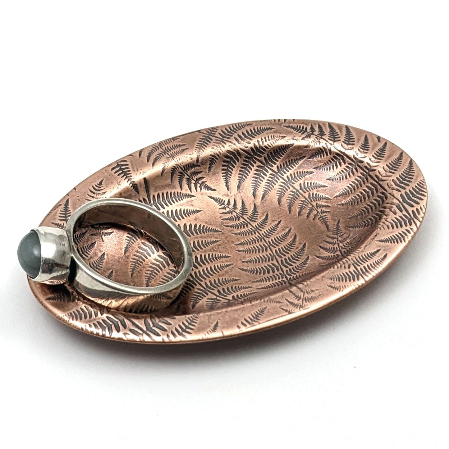 Forest Fern Copper Oval Ring Dish