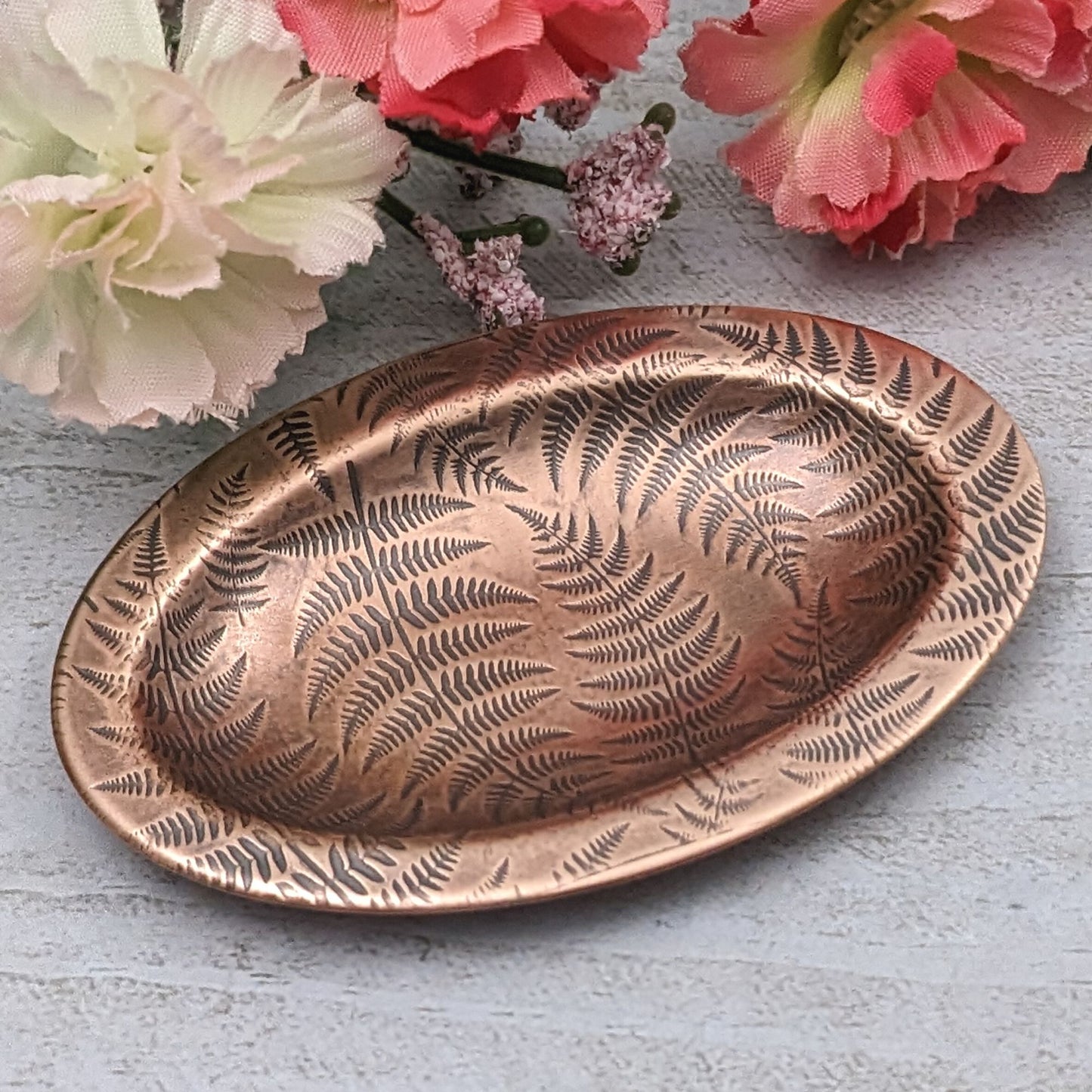 Forest Fern Copper Oval Ring Dish