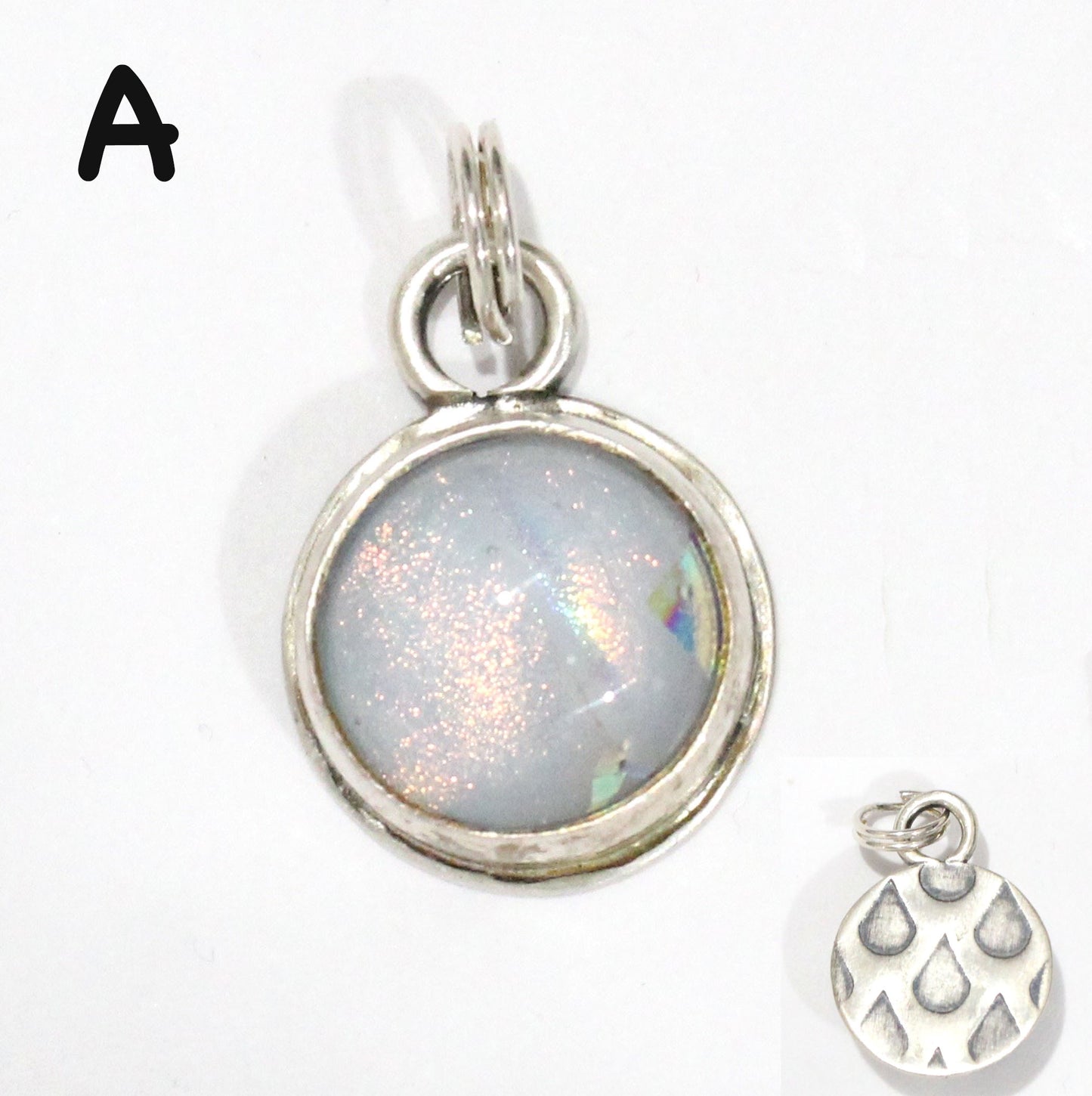 White Dichroic Glass Charm