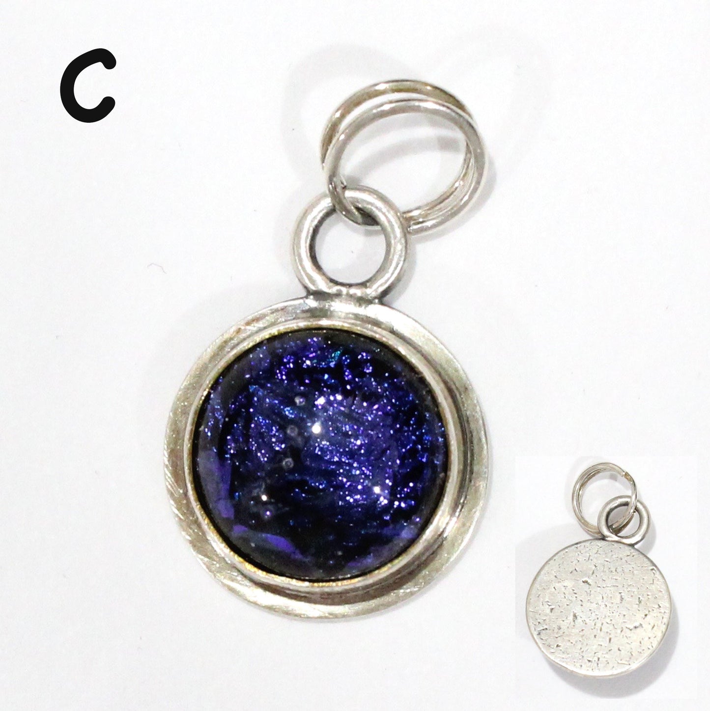 Blue Dichroic Glass Charm