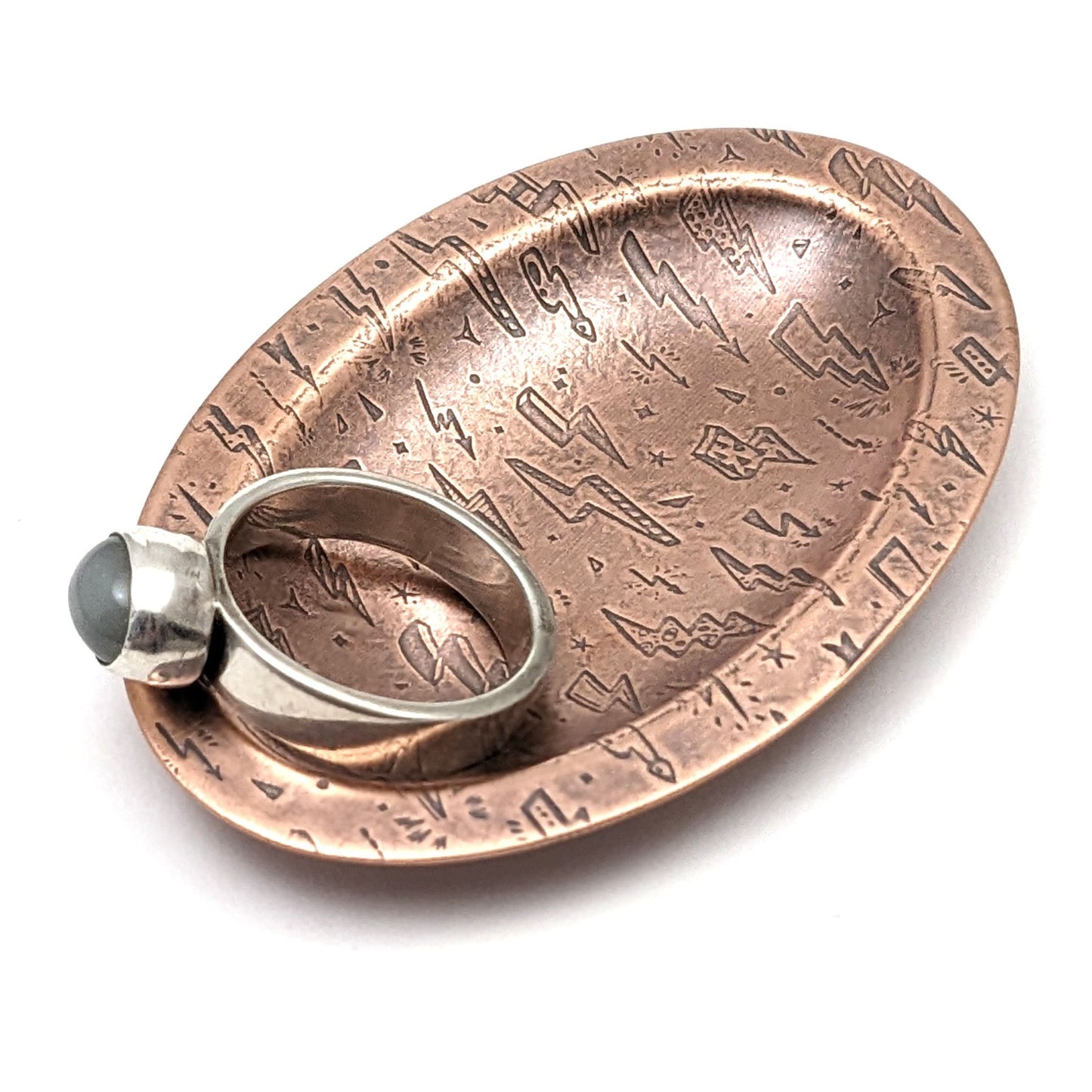 Lightning Copper Oval Ring Dish