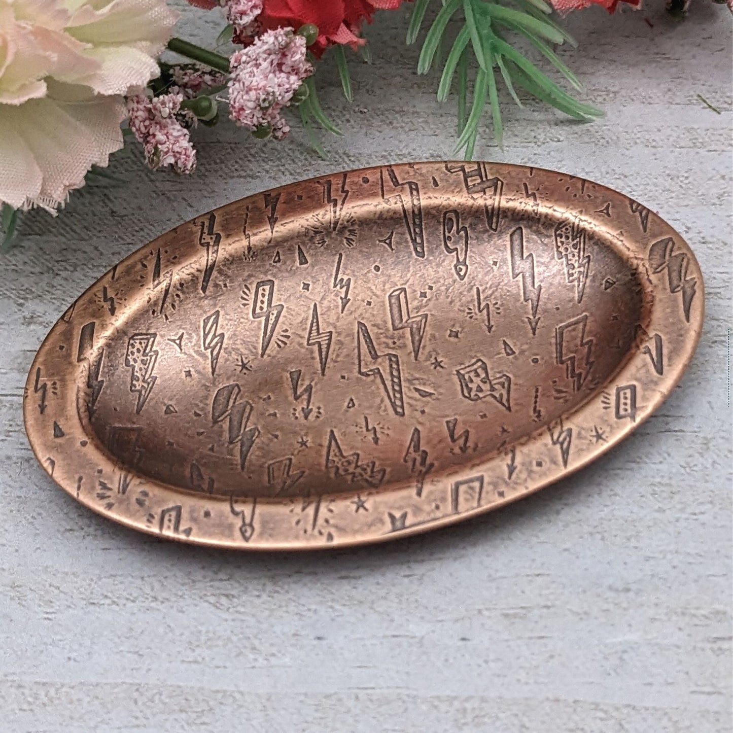 Lightning Copper Oval Ring Dish