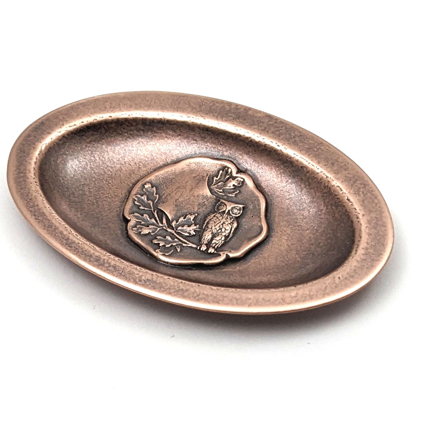 Owl in Tree Copper Oval Ring Dish