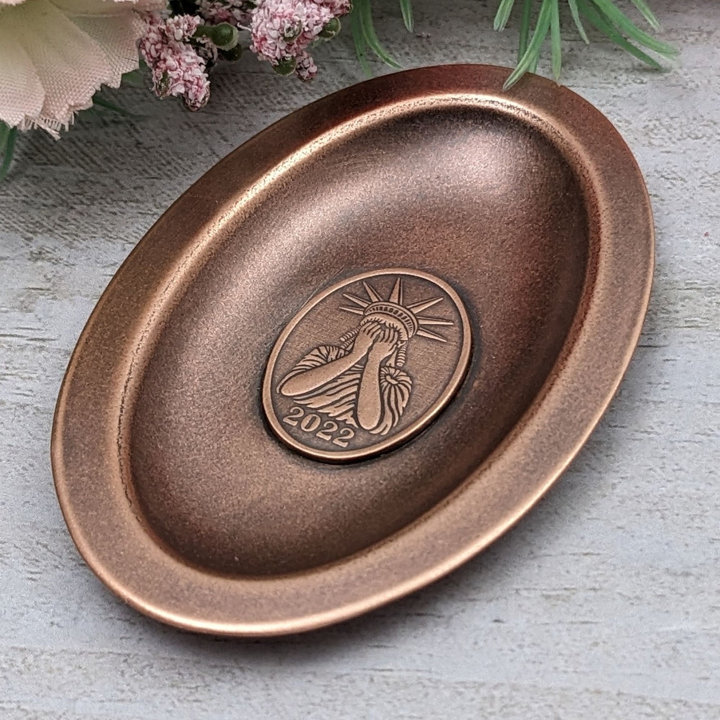 Crying Liberty 2022 Copper Oval Ring Dish