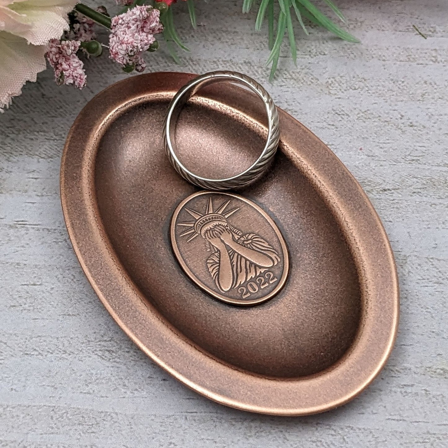 Crying Liberty 2022 Copper Oval Ring Dish