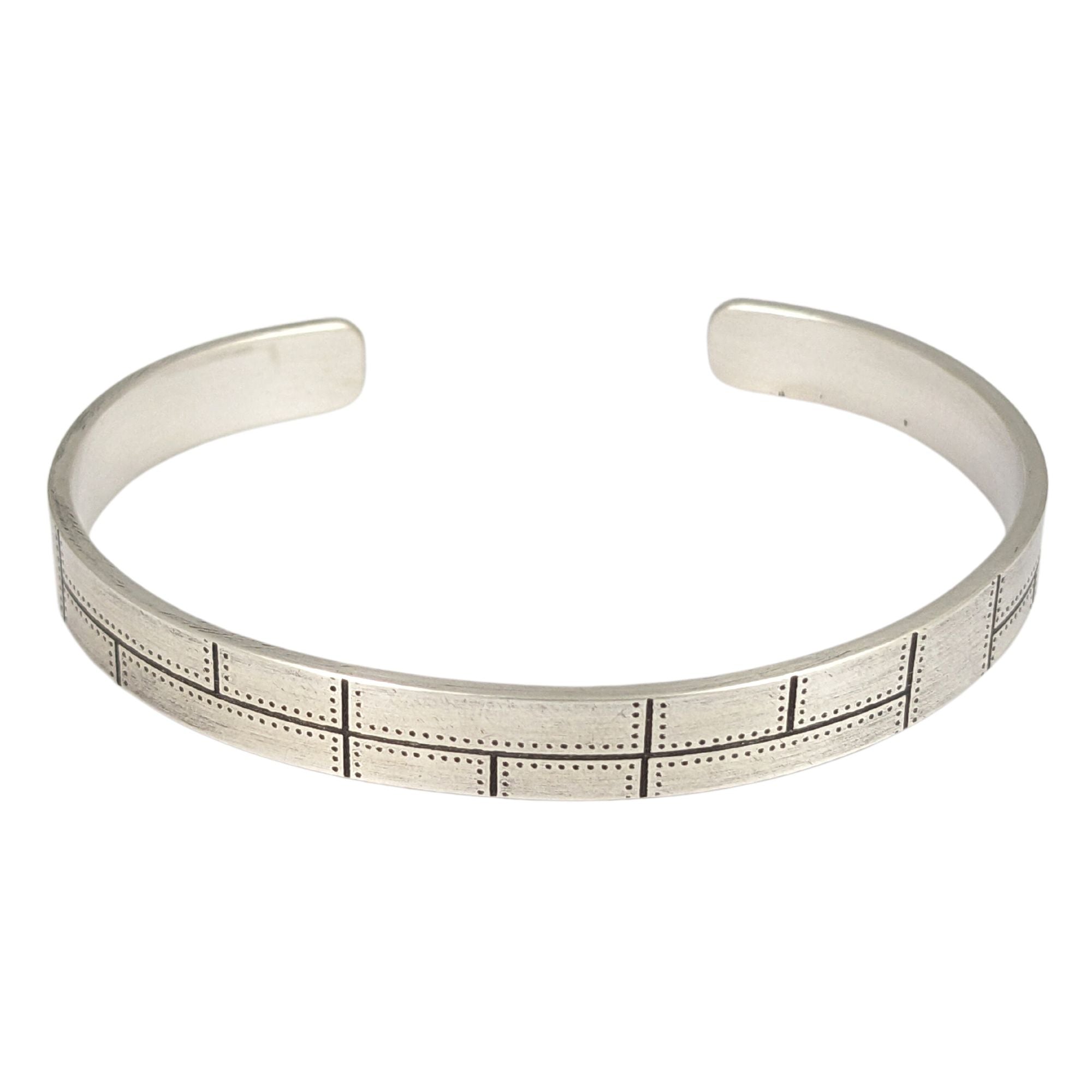 Steampunk Rivets Textured Sterling Silver Cuff Bracelet For Men or Lar ...