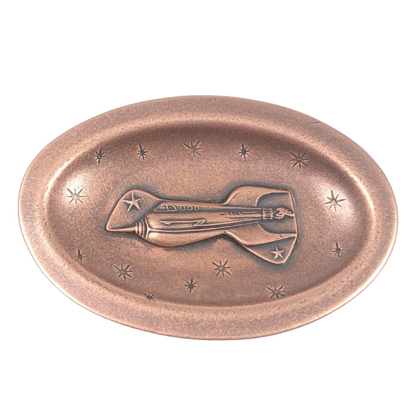 Rocket Ship Copper Oval Ring Dish