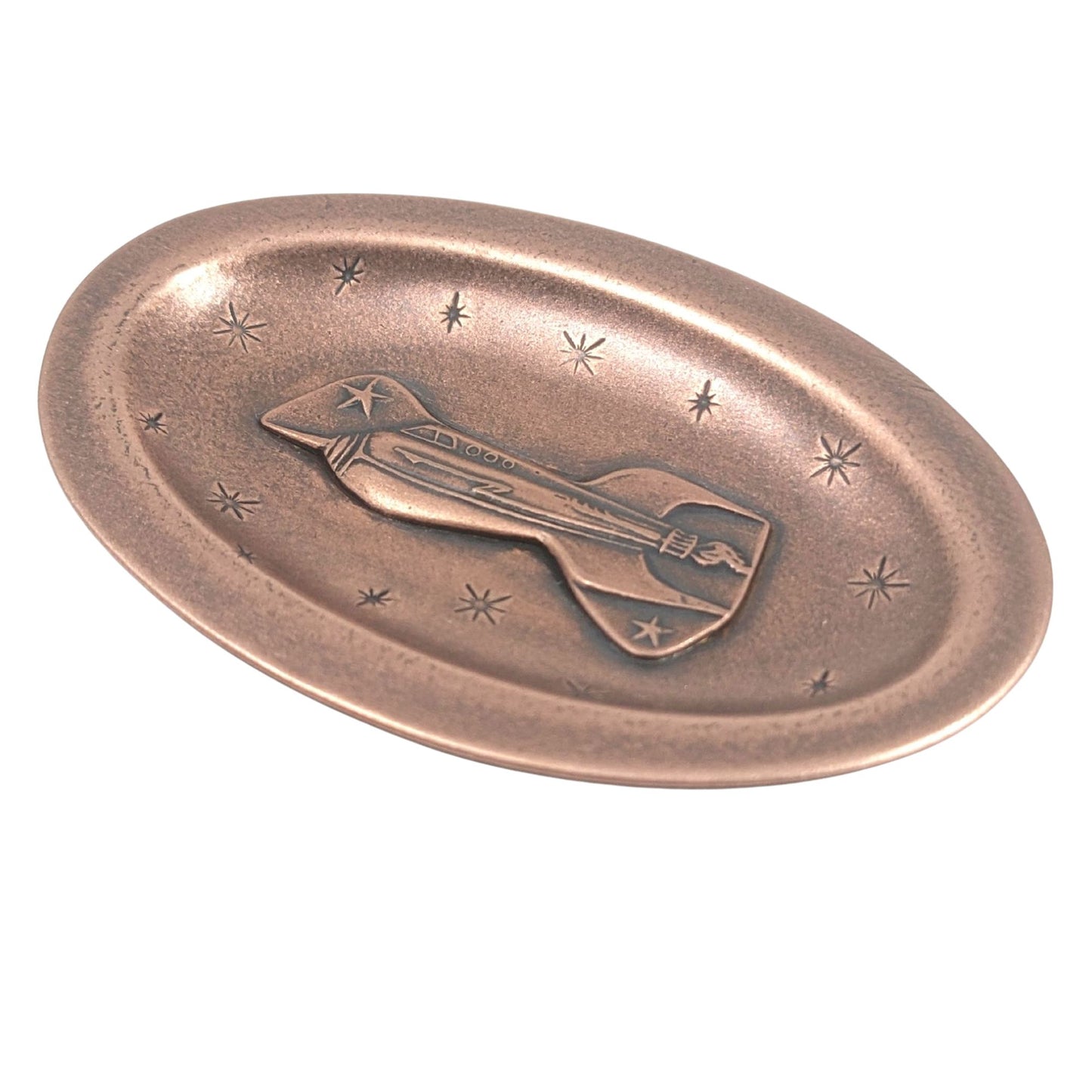 Rocket Ship Copper Oval Ring Dish