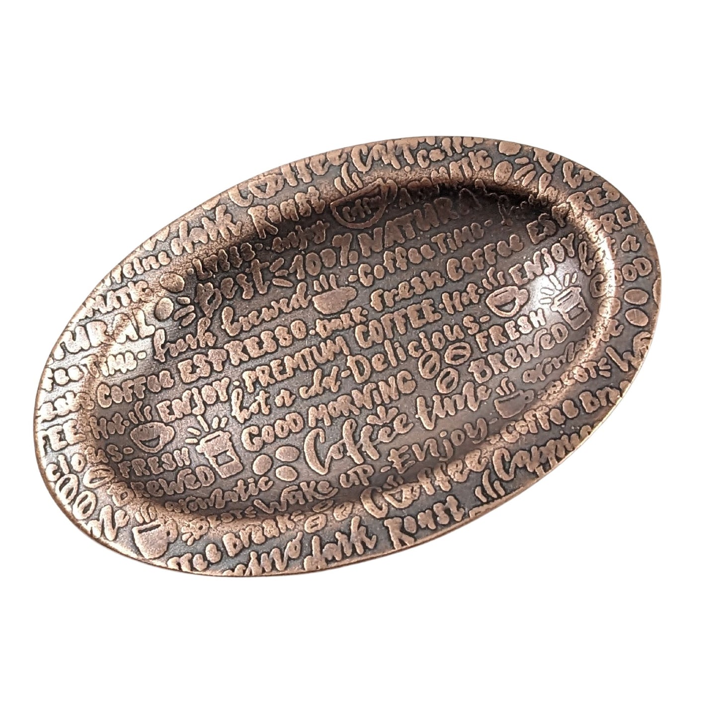 Coffee Love Copper Oval Ring Dish