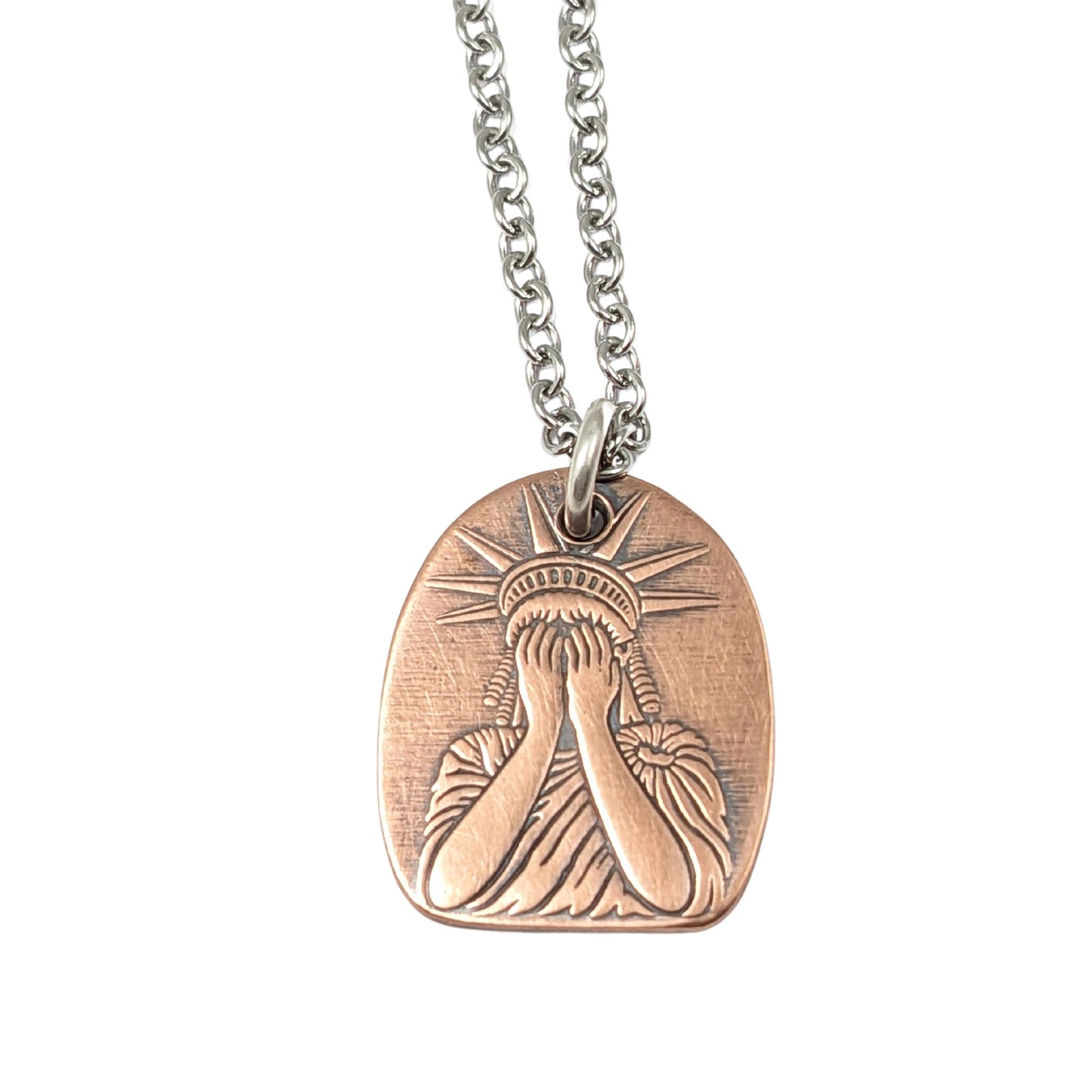 Crying Liberty Pendant in Sterling Silver or Copper