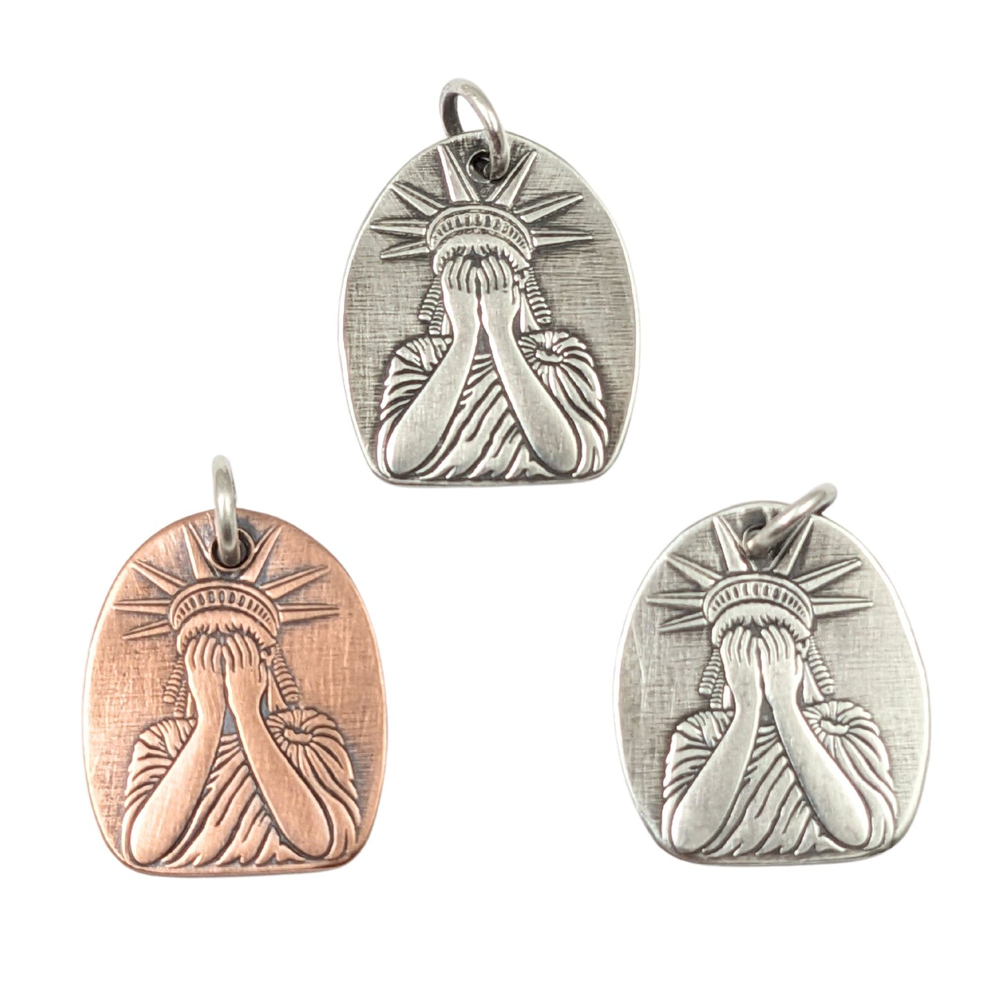 Crying Liberty Pendant in Sterling Silver or Copper