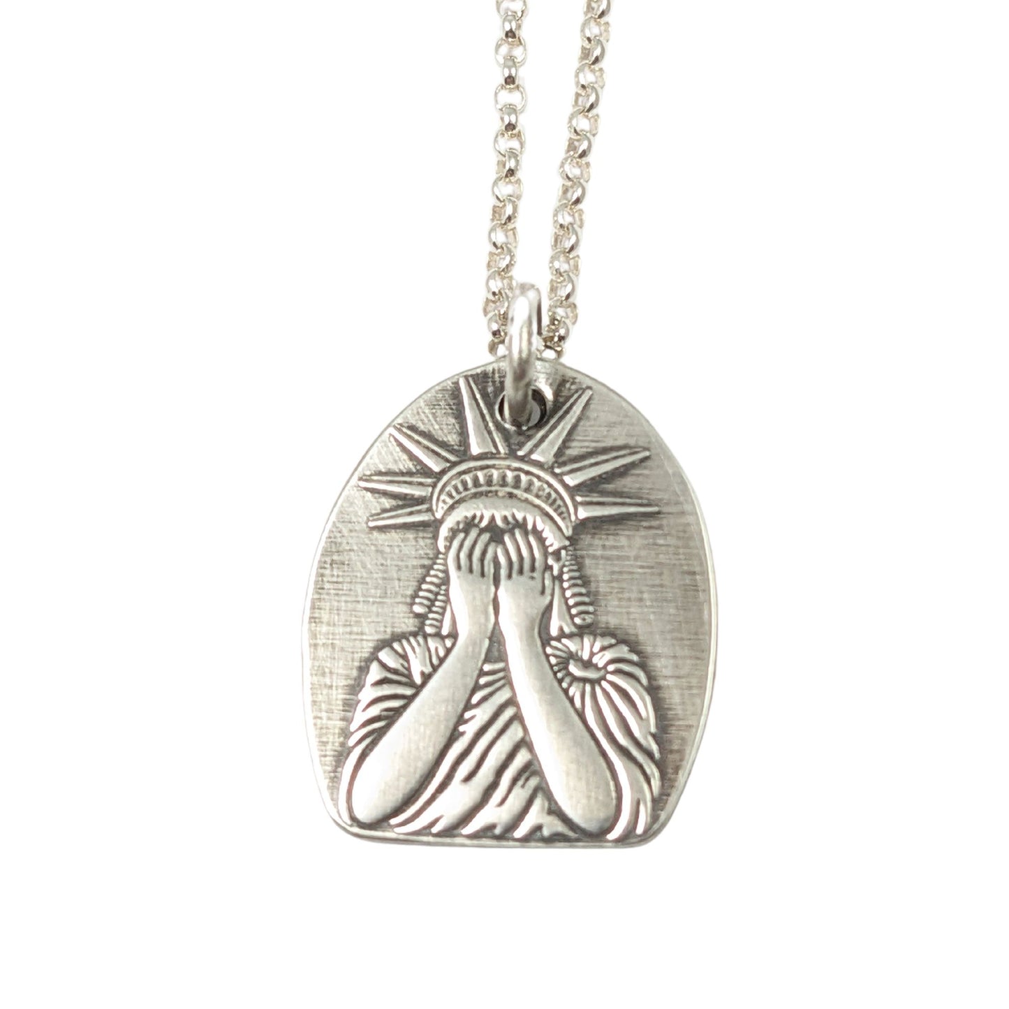 Crying Liberty Pendant in Sterling Silver or Copper