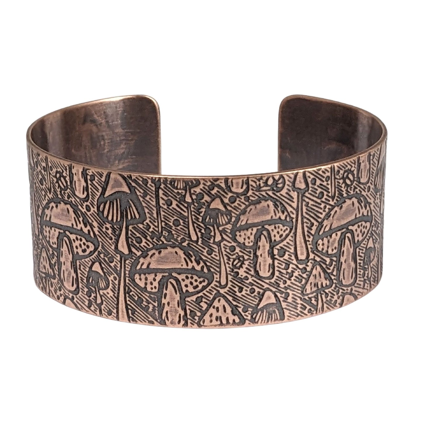 Mushrooms Copper Cuff Bracelet