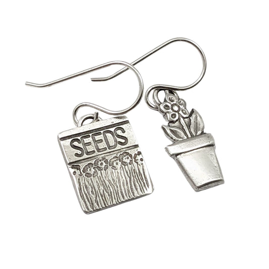 Flower Seed Sterling Silver Earrings