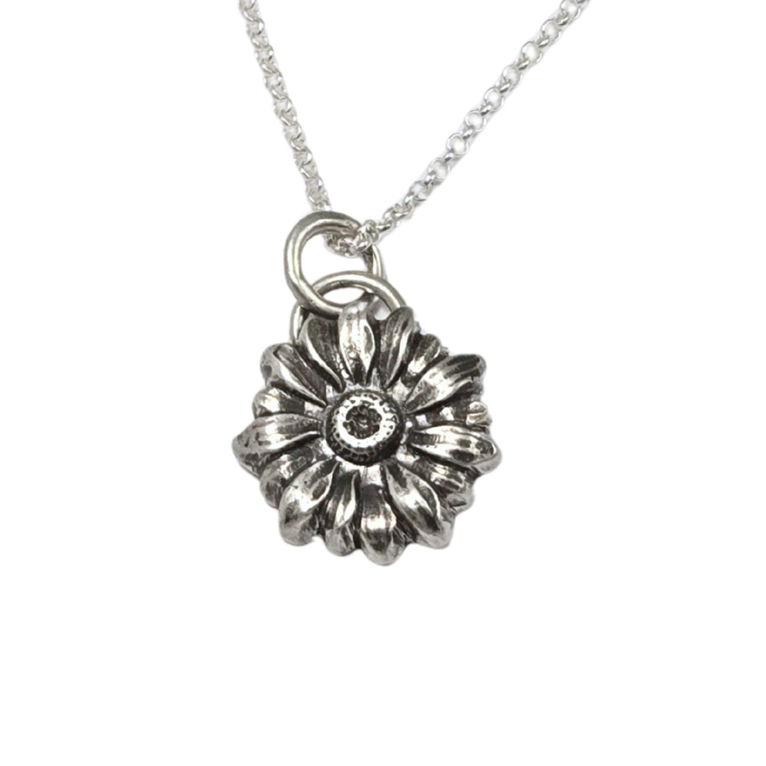 Silver sunflower necklace