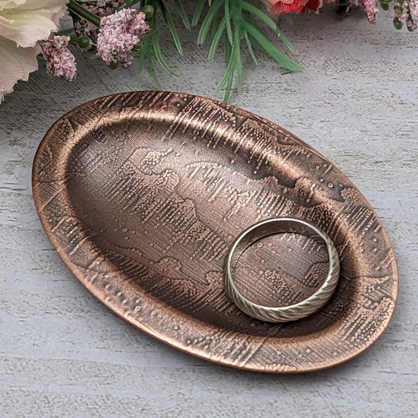 Aurora Borealis Copper Oval Ring Dish