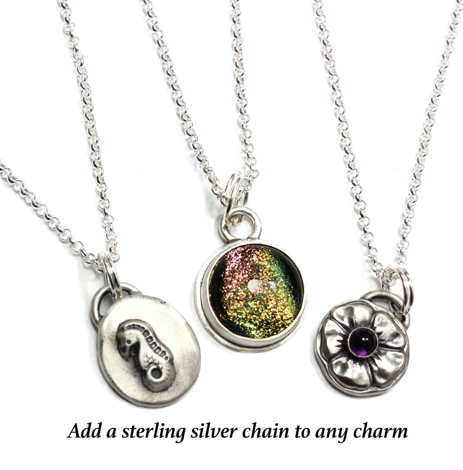 Picture showing that a sterling silver necklace can be added to the order.