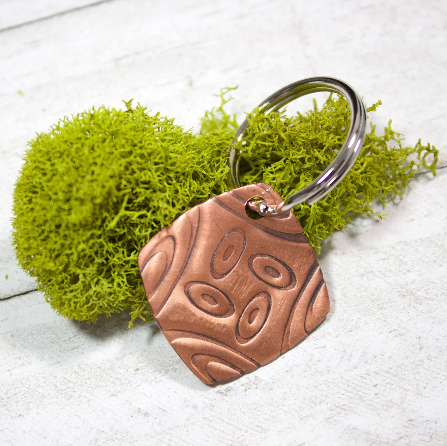 Ovals Pattern Copper Keychain