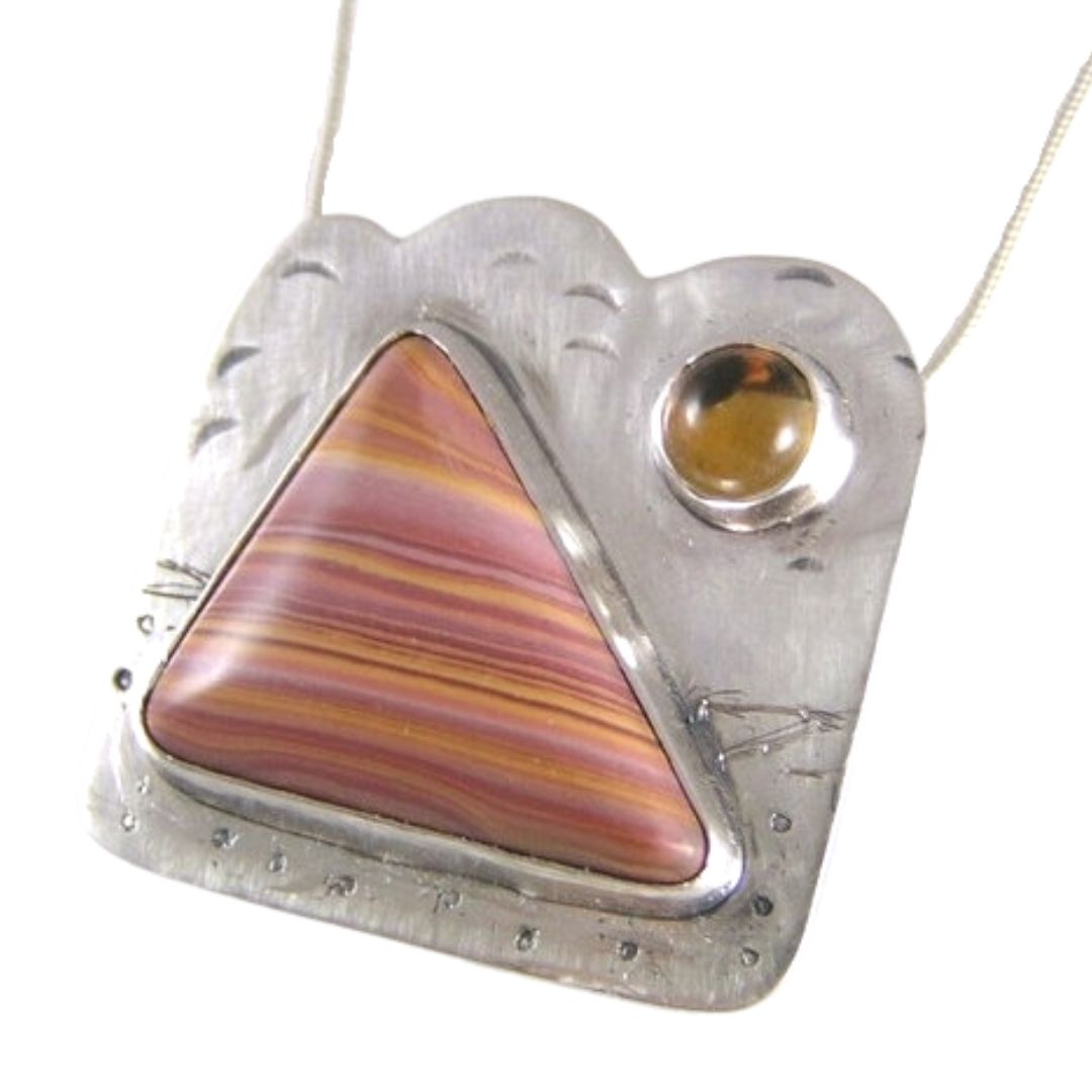 Desert Sunrise Scene Sterling Silver Pendant