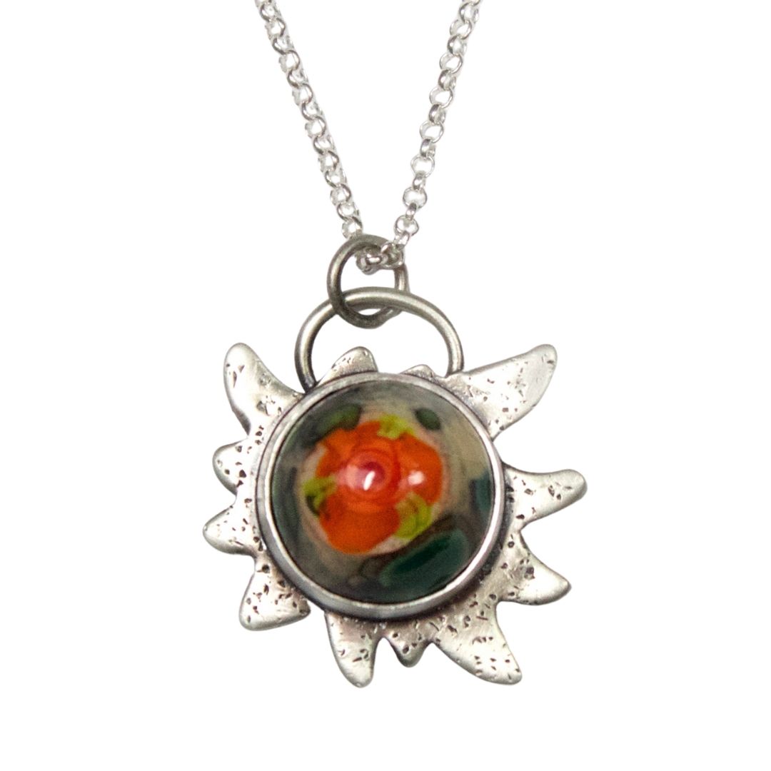 Edelweiss Orange Flower Pendant