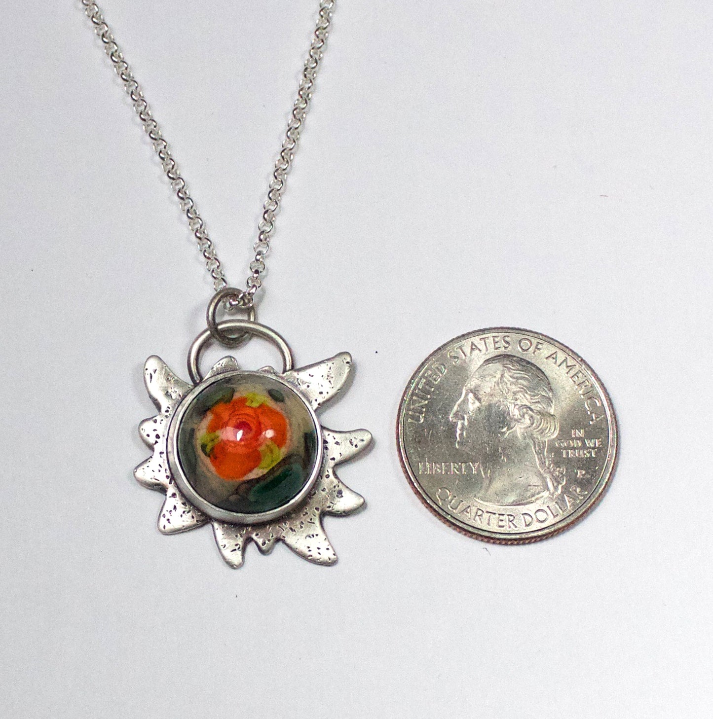 Edelweiss Orange Flower Pendant