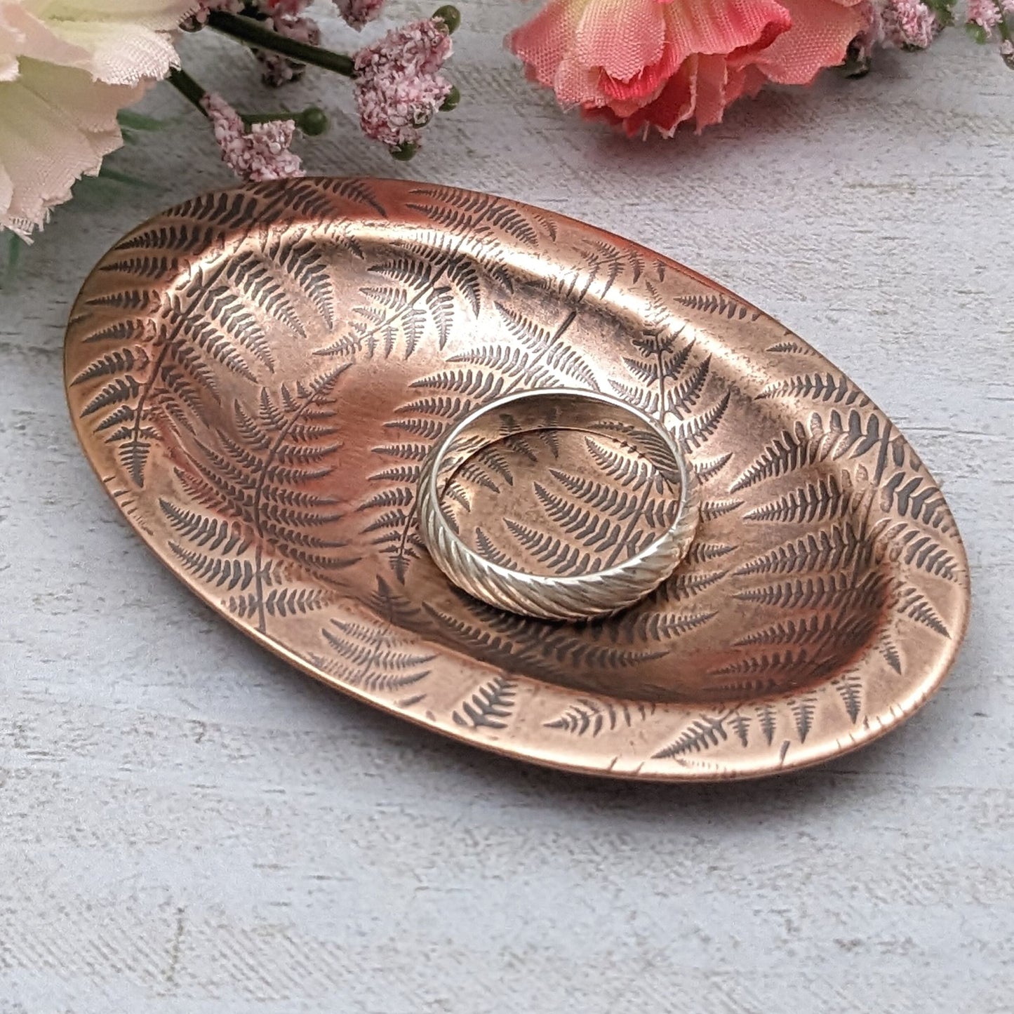 Forest Fern Copper Oval Ring Dish