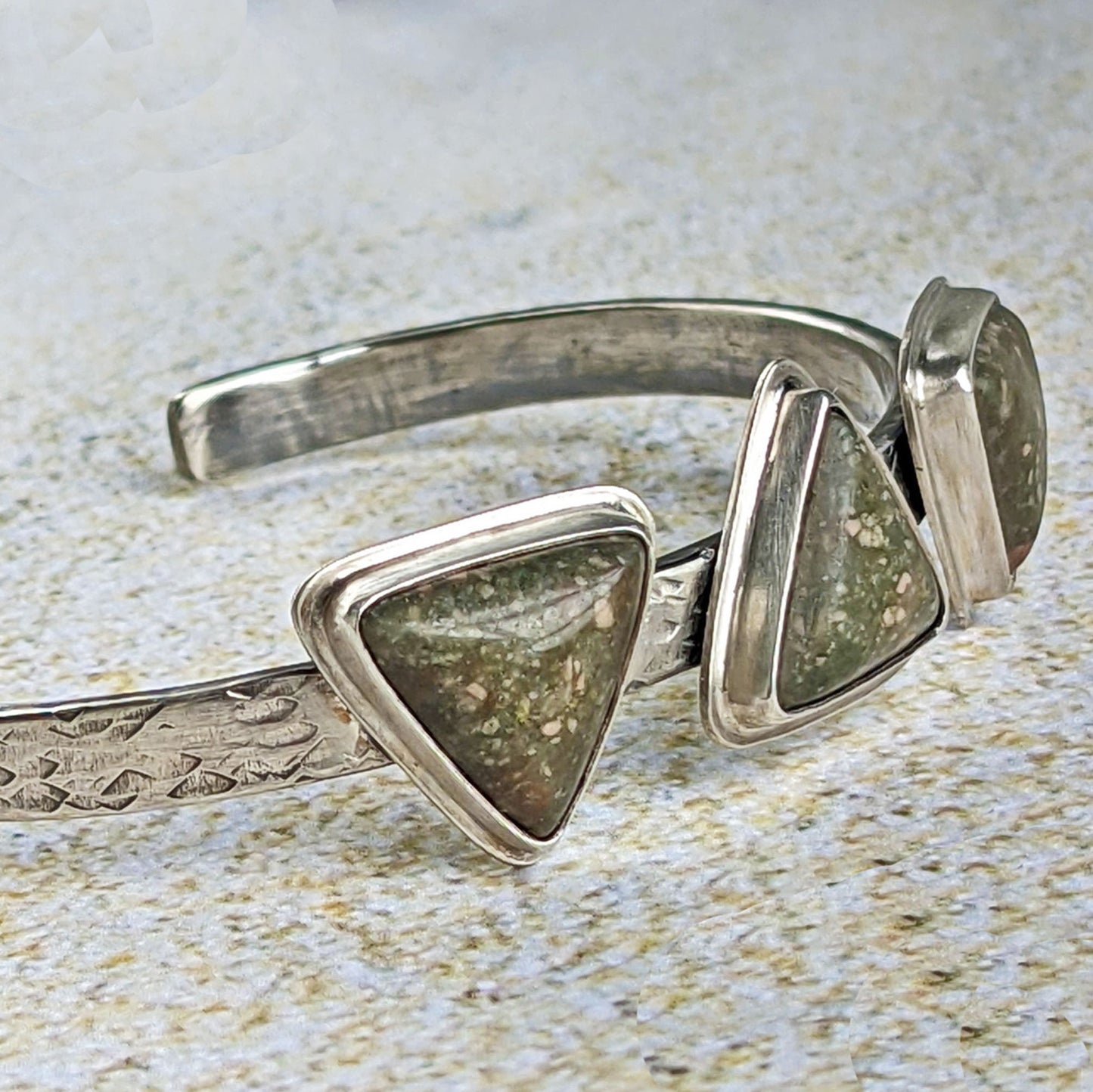 Damele Turquoise Triangles Sterling Silver Cuff Bracelet