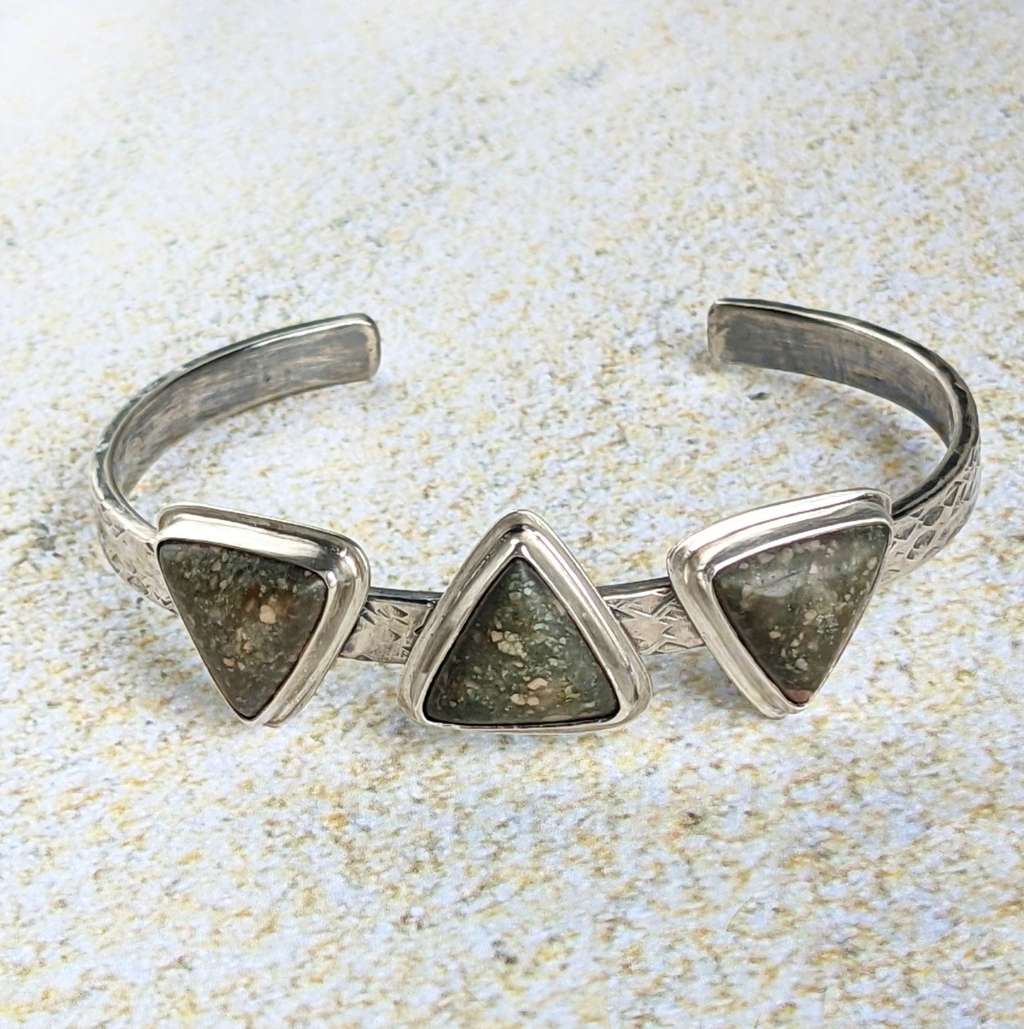 Damele Turquoise Triangles Sterling Silver Cuff Bracelet