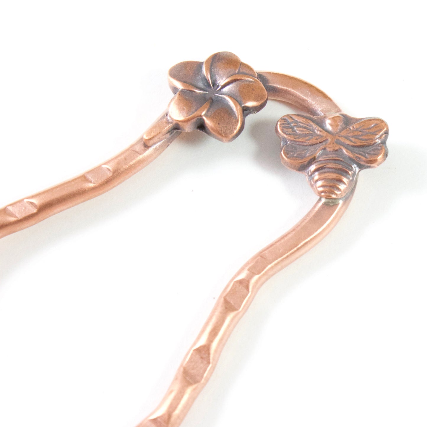 Flower and Bee Copper Hair Fork