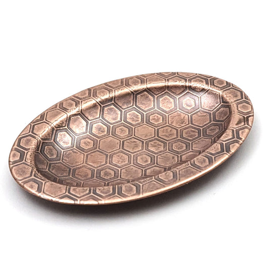 Honeycomb Copper Oval Ring Dish