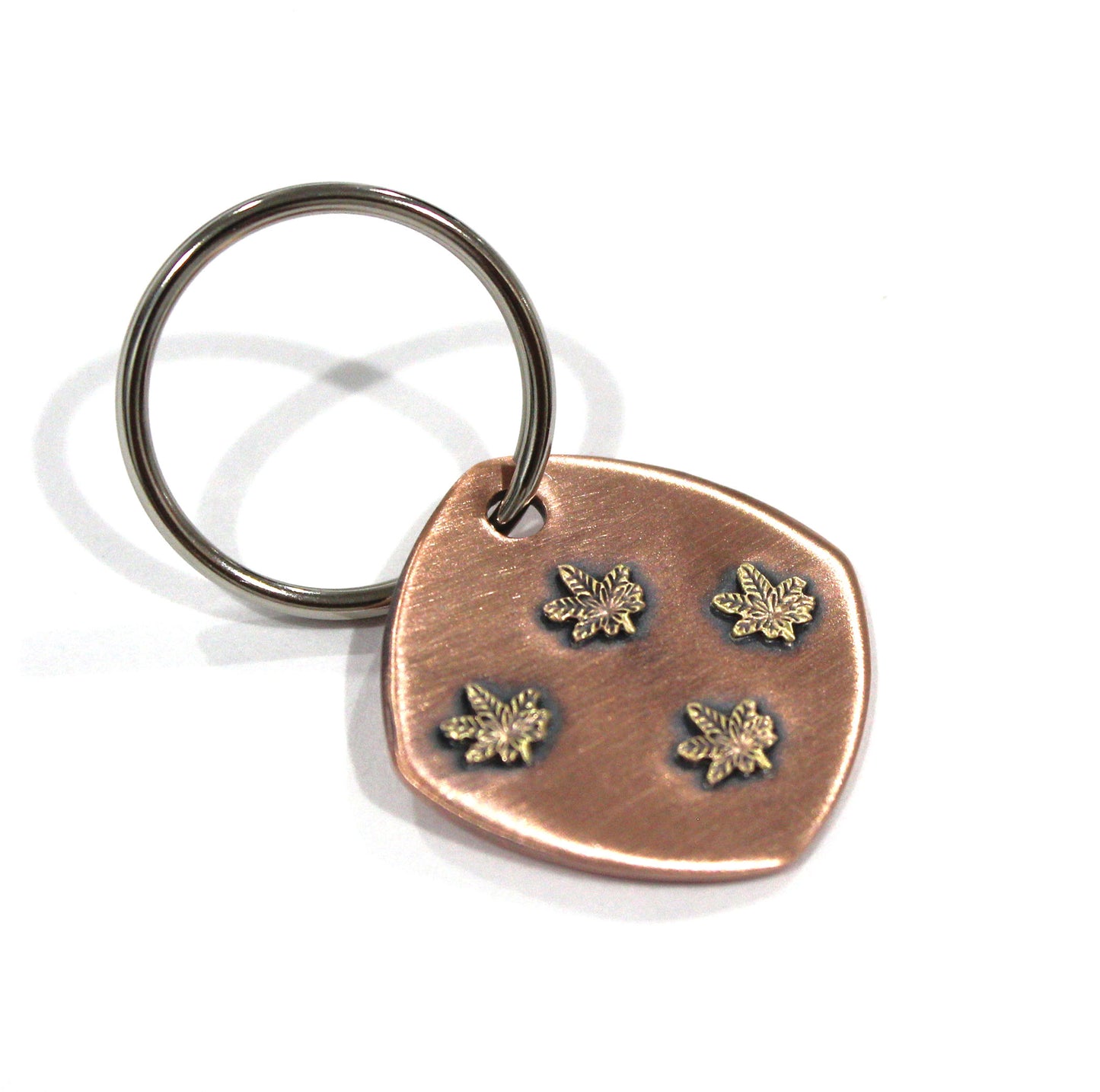 Weed Cannabis Keychain Bronze Copper