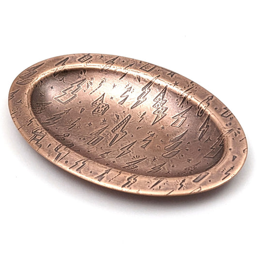 Lightning Copper Oval Ring Dish