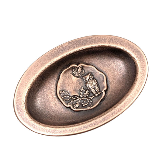 Owl in Tree Copper Oval Ring Dish