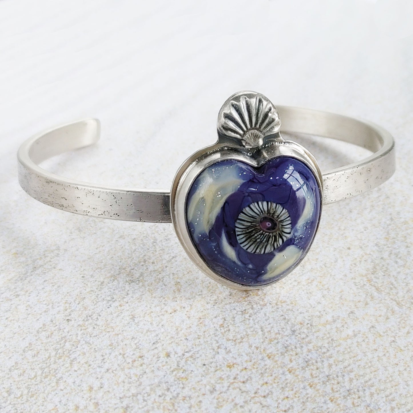 Ocean Lovers Delight in Purple Sterling Silver Cuff Bracelet