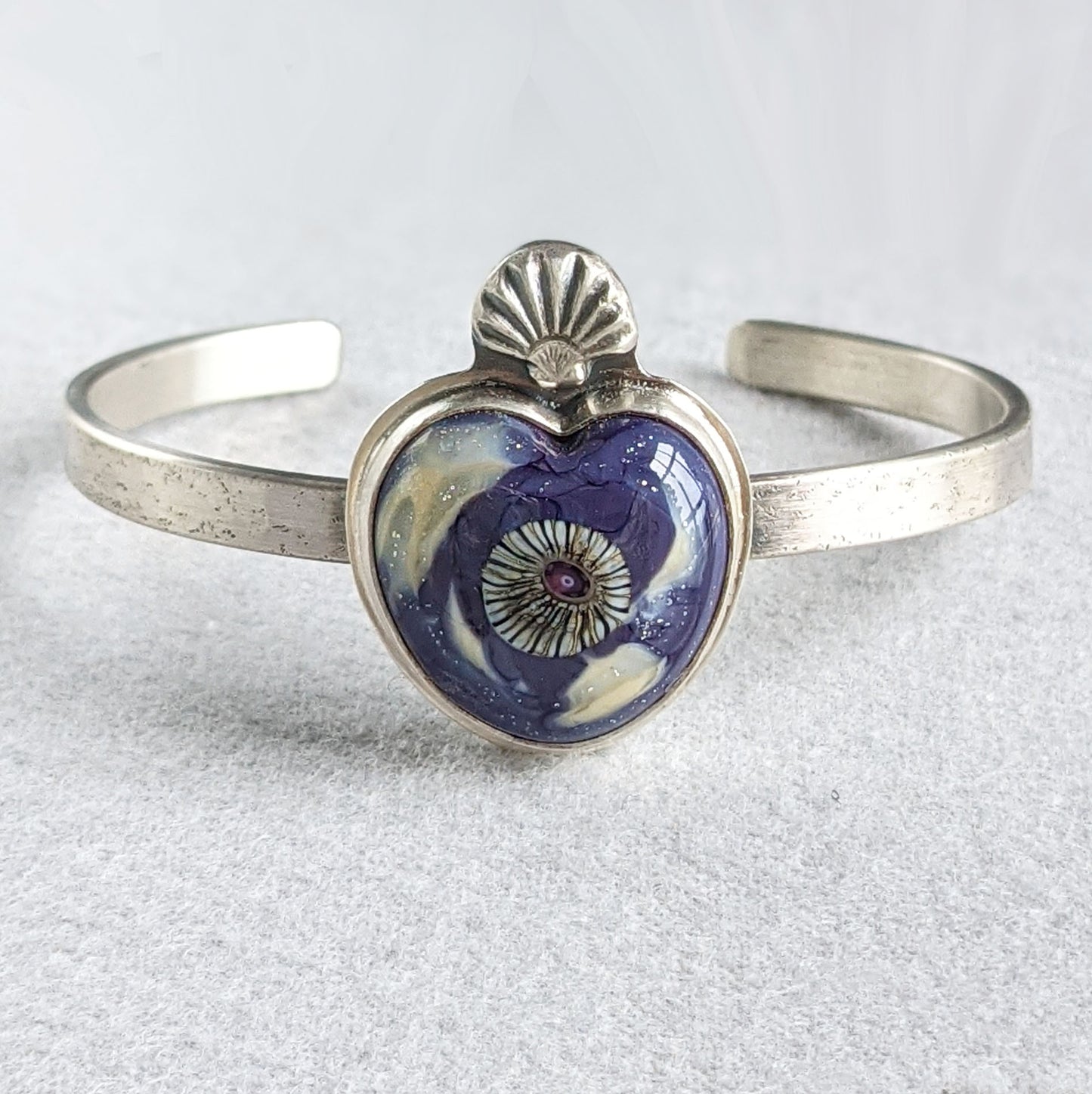 Ocean Lovers Delight in Purple Sterling Silver Cuff Bracelet