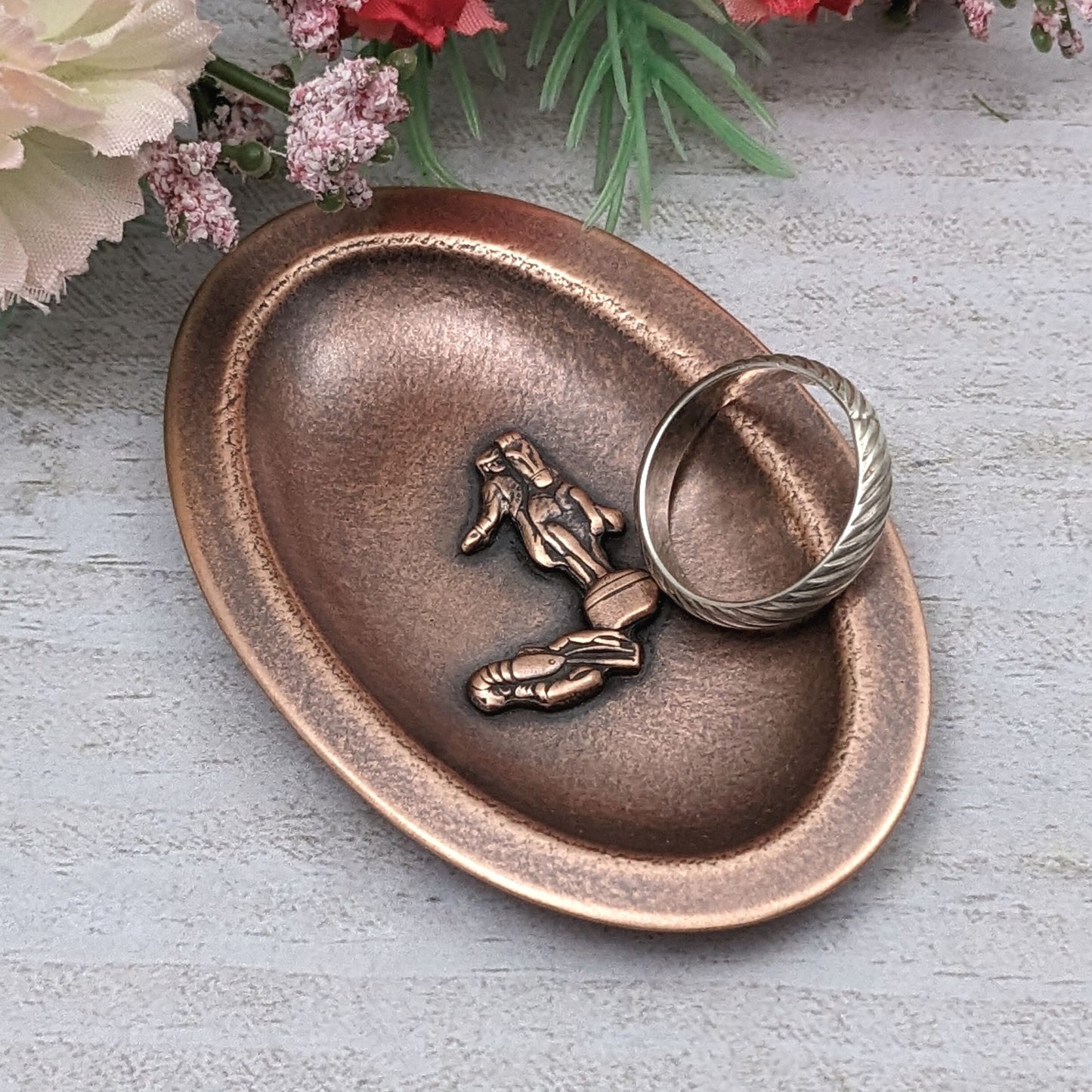 Paul Revere Lobster Copper Oval Ring Dish