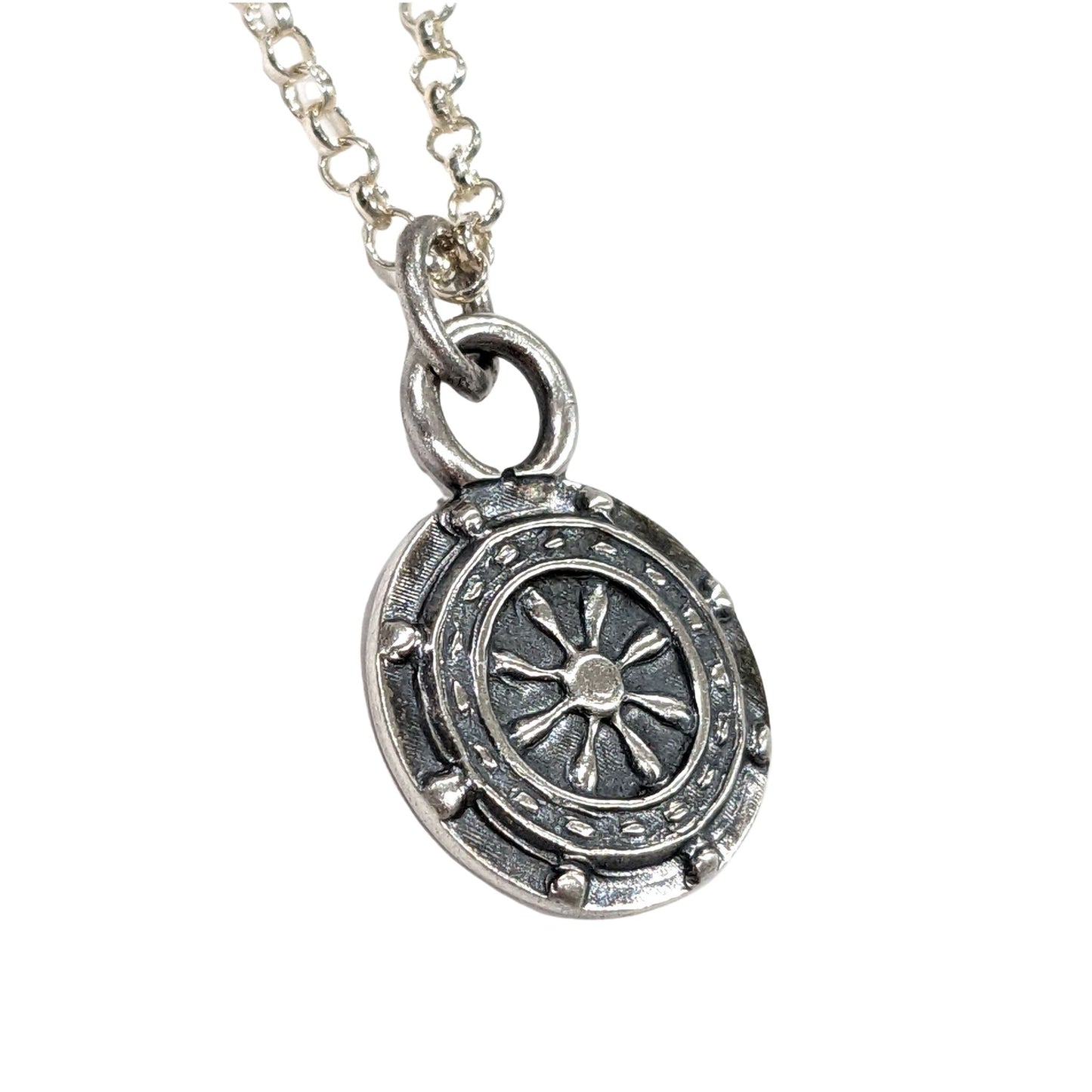 Ships Wheel Sterling Silver Pendant