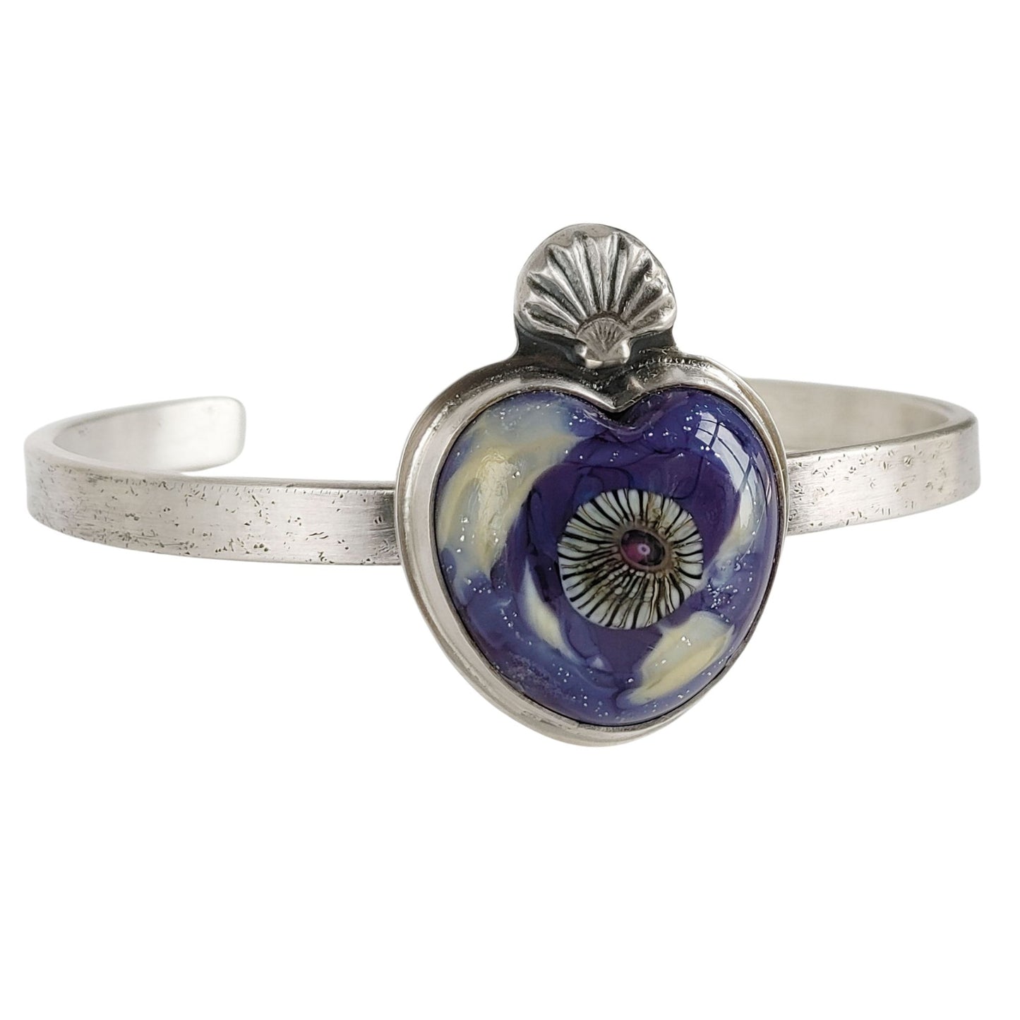 Ocean Lovers Delight in Purple Sterling Silver Cuff Bracelet