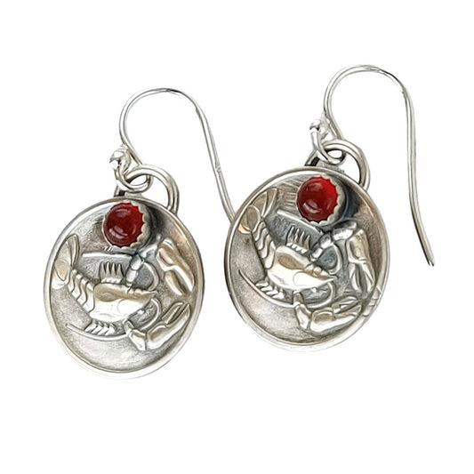 Round Lobster or Crayfish Earrings with Gemstones