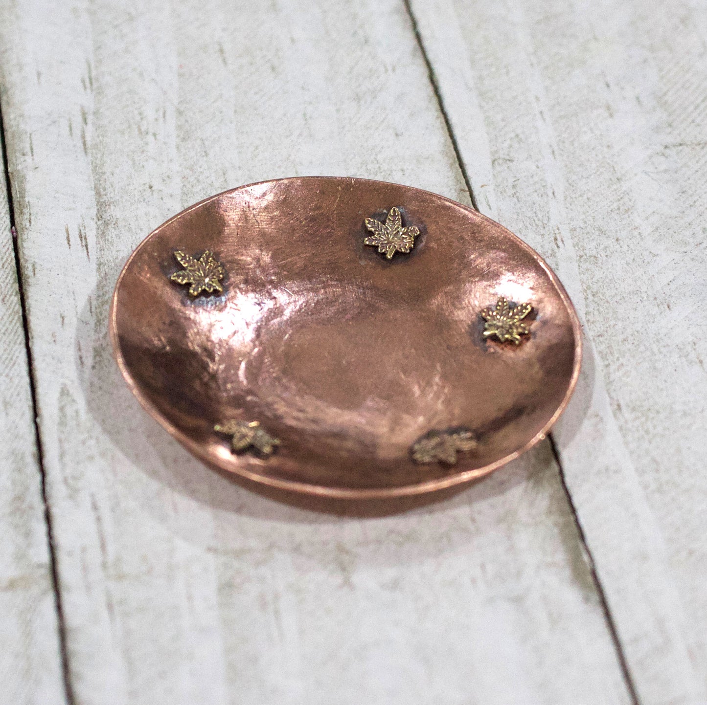 Marijuana Leaf Copper Bowl