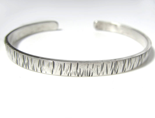 Lines Texture Sterling Silver Cuff Bracelet