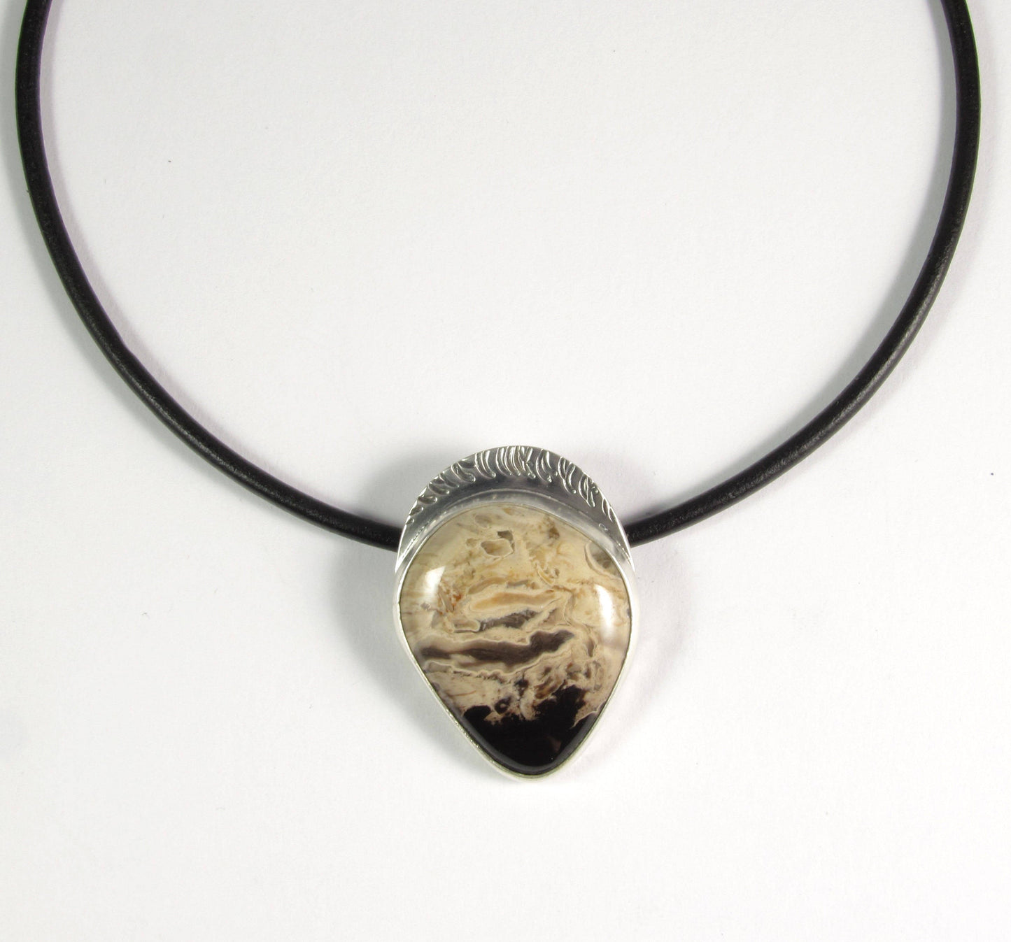 Petrified Palmwood Brown Sterling Silver Pendant