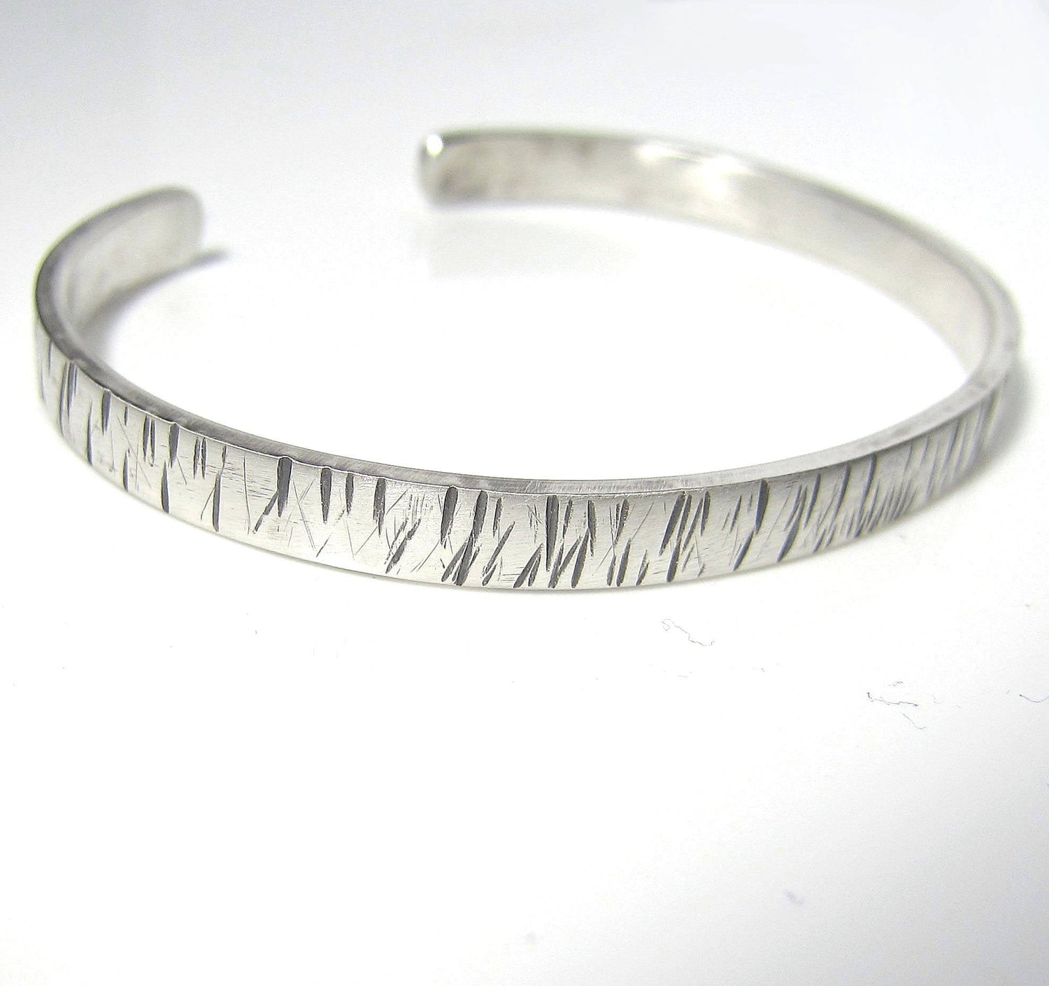 Lines Texture Sterling Silver Cuff Bracelet